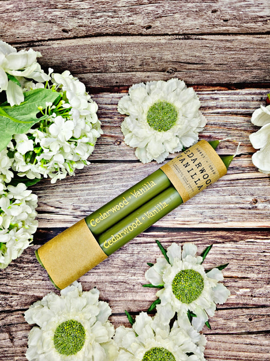 Cedarwood + Vanilla Taper Candles