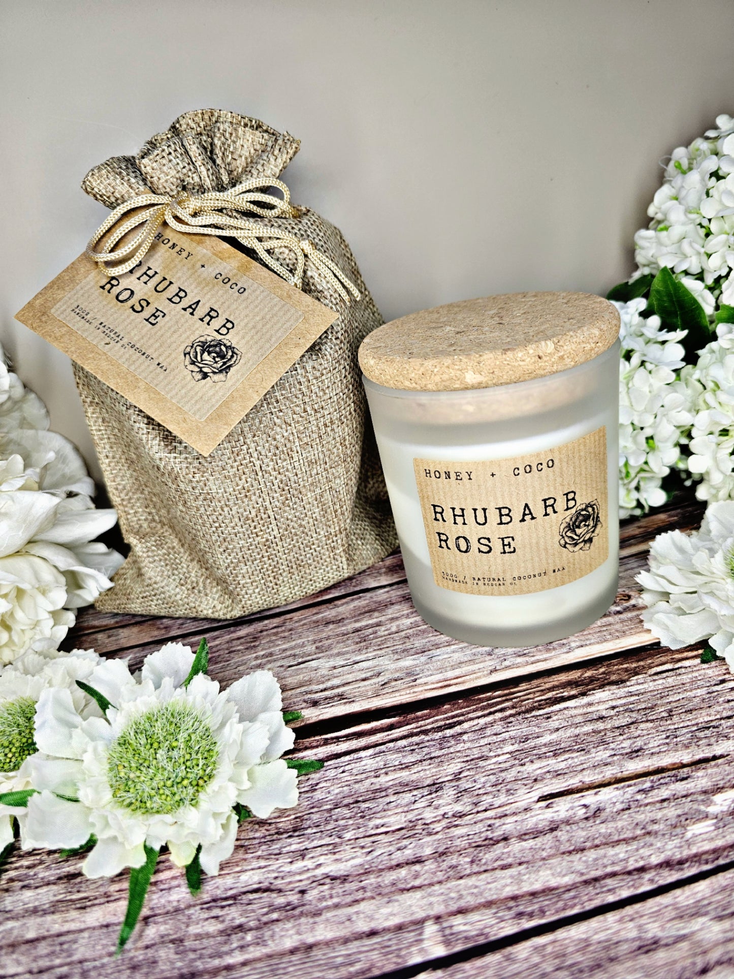 Rhubarb + Rose Candle
