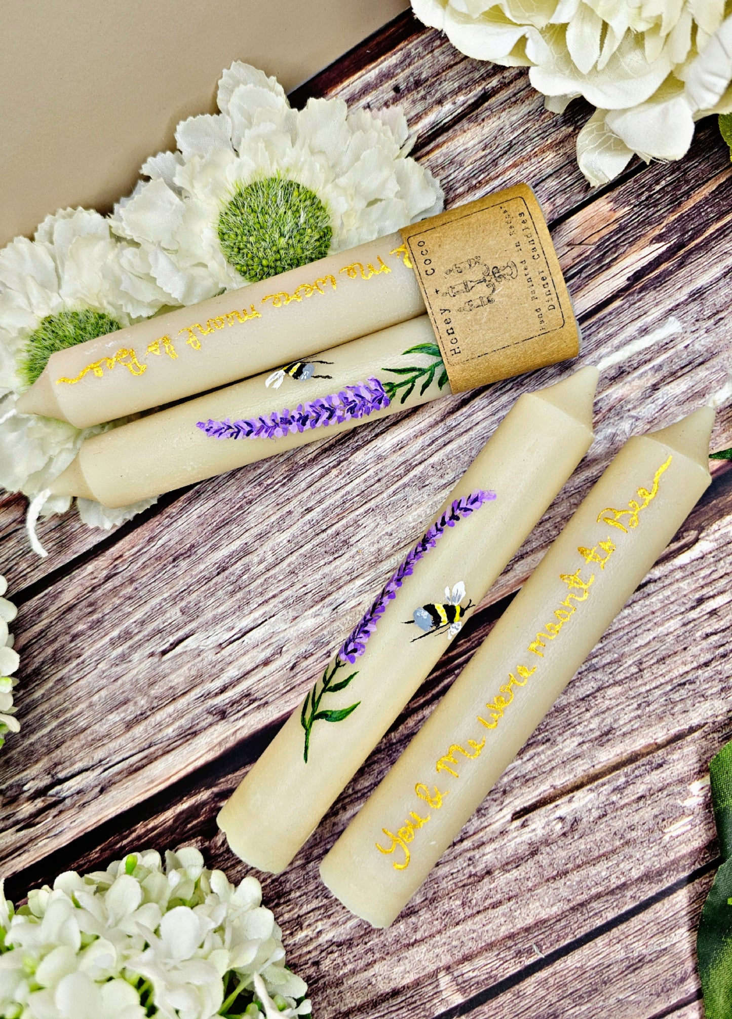 Hand Painted Bee Candles