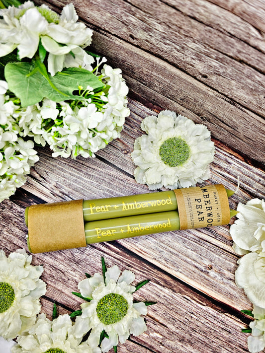 Pear + Amberwood Taper Candles