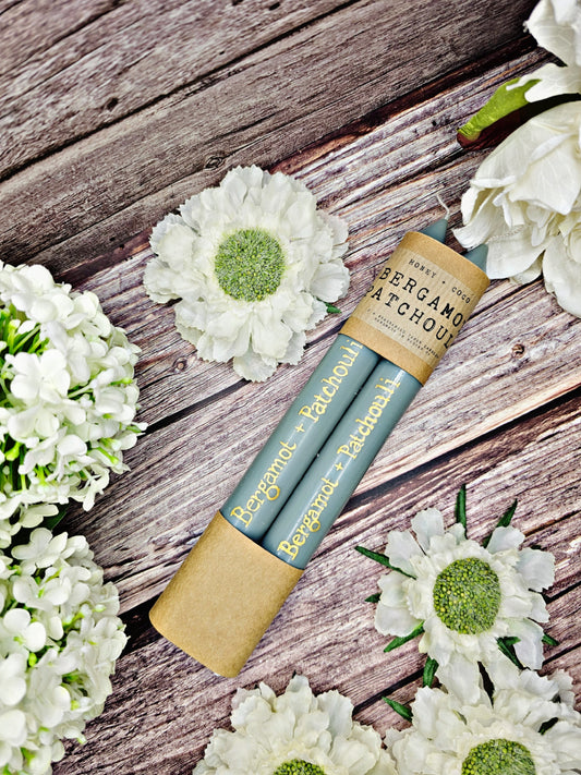 Bergamot + Patchouli Taper Candles