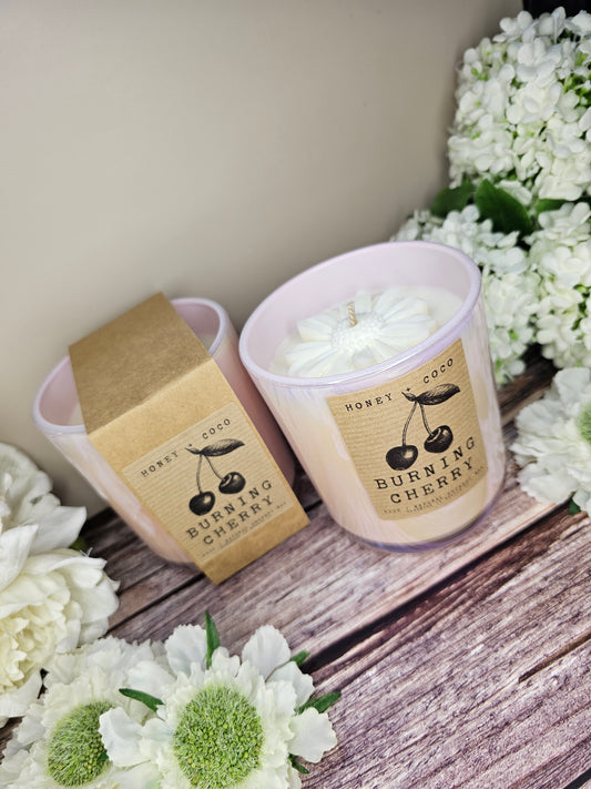 Burning Cherry Pink Candle